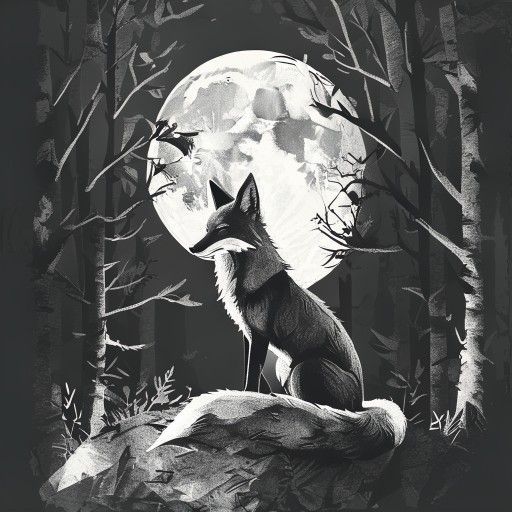 Origami Fox Moonlit